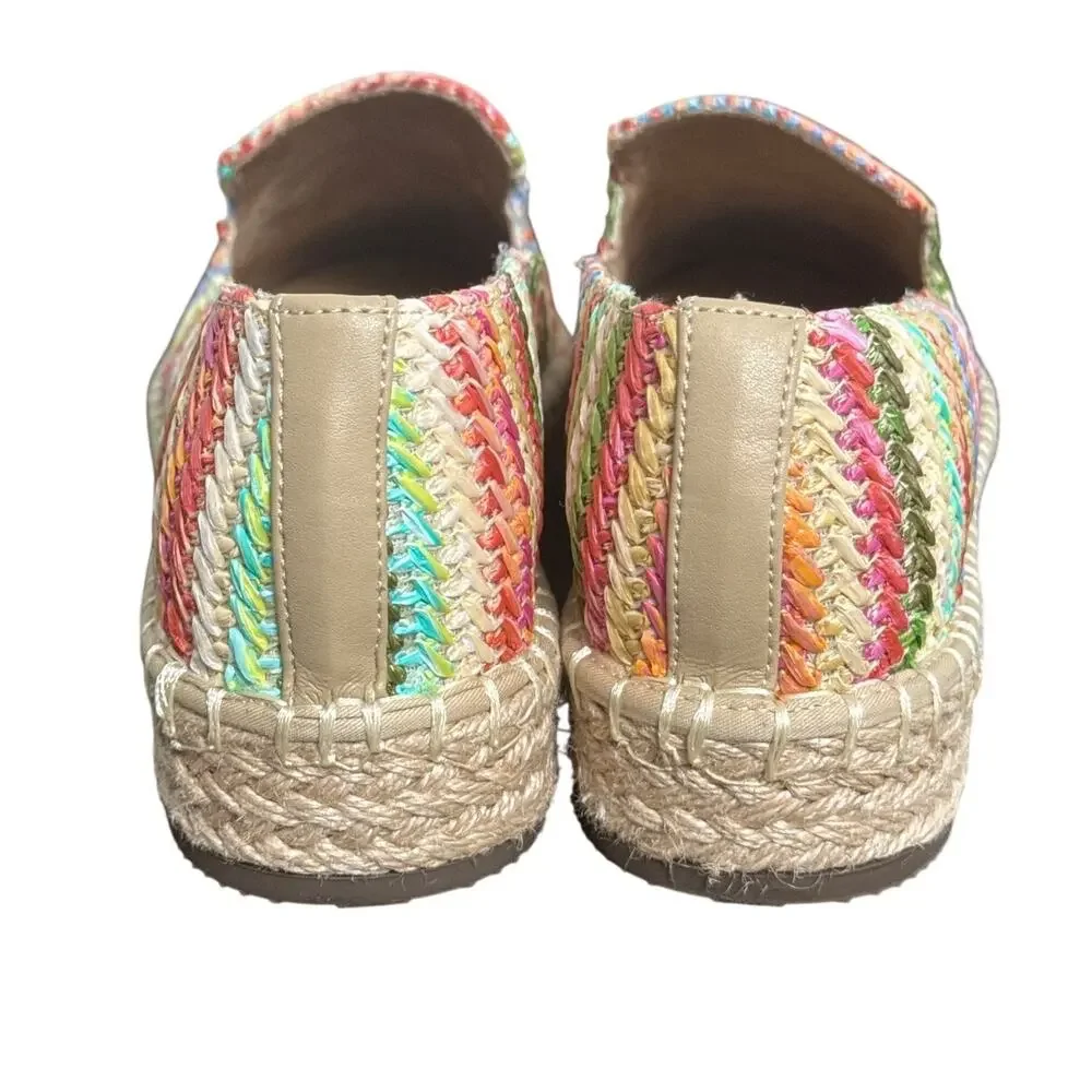 New Joie Cara Multicolored Striped Raffia Slip On Espadrilles Size 8M‎